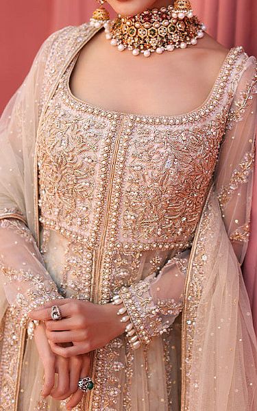  Light Golden Chiffon Suit | Pakistani Wedding Dresses- Image 3