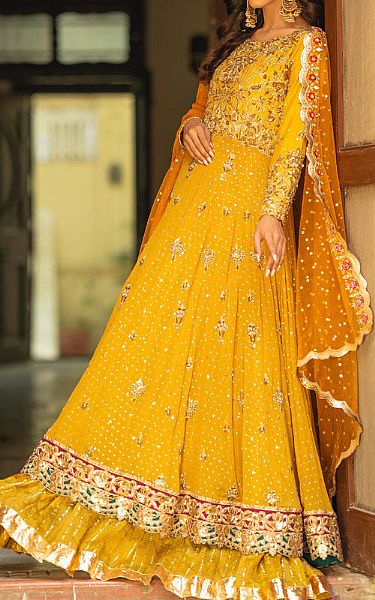  Yellow Chiffon Suit | Pakistani Party Wear Dresses- Image 2