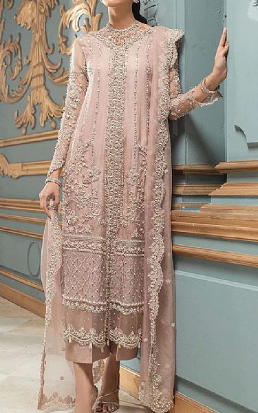  Peach Crinkle Chiffon Suit | Pakistani Party Wear Dresses- Image 1