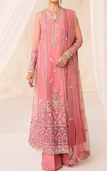  Rose Pink Crinkle Chiffon Suit | Pakistani Party Wear Dresses- Image 1