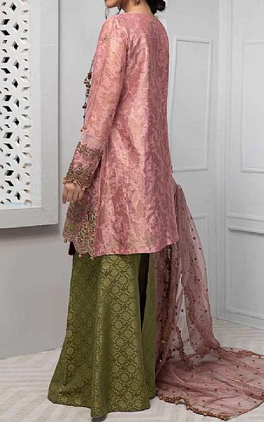  Tea Pink Jamawar Suit | Pakistani Party Wear Dresses- Image 2