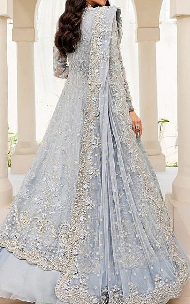  Baby Blue Crinkle Chiffon Suit | Pakistani Wedding Dresses- Image 2