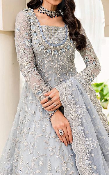  Baby Blue Crinkle Chiffon Suit | Pakistani Wedding Dresses- Image 3