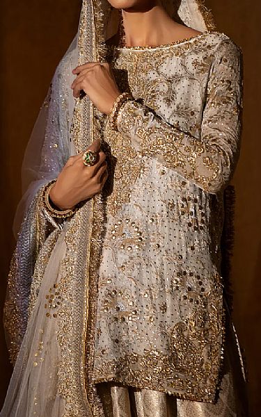  Light Golden Chiffon Suit | Pakistani Wedding Dresses- Image 2