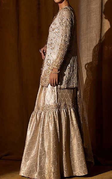  Light Golden Chiffon Suit | Pakistani Wedding Dresses- Image 4