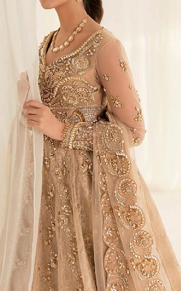  Golden Crinkle Chiffon Suit | Pakistani Wedding Dresses- Image 3