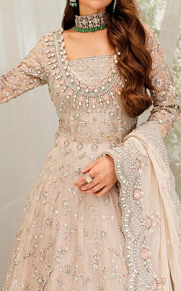  Beige Crinkle Chiffon Suit | Pakistani Wedding Dresses- Image 3