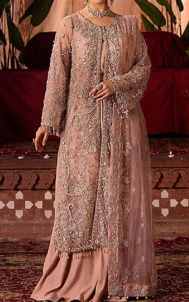  Tea Pink Crinkle Chiffon Suit | Pakistani Party Wear Dresses USA- Image 1