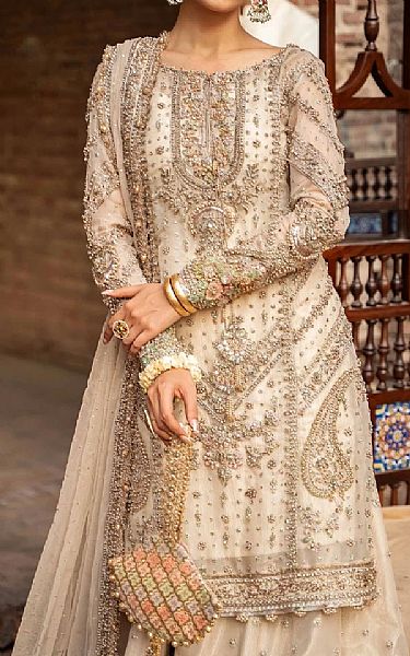  Ivory Crinkle Chiffon Suit | Pakistani Party Wear Dresses USA- Image 2