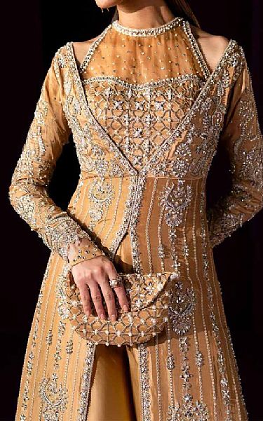  Orange Crinkle Chiffon Suit | Pakistani Party Wear Dresses USA- Image 2