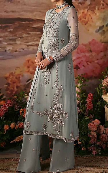  Light Sea Green Crinkle Chiffon Suit | Pakistani Party Wear Dresses USA- Image 3