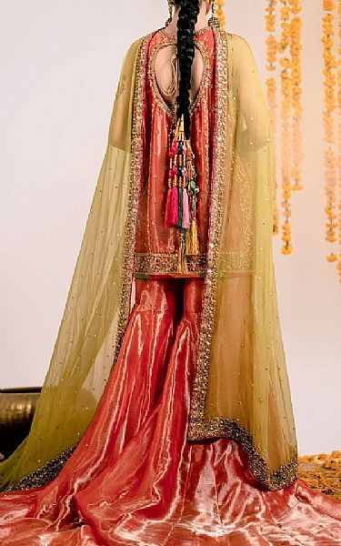  Rosewood Tissue Silk Suit | Pakistani Party Wear Dresses USA- Image 2