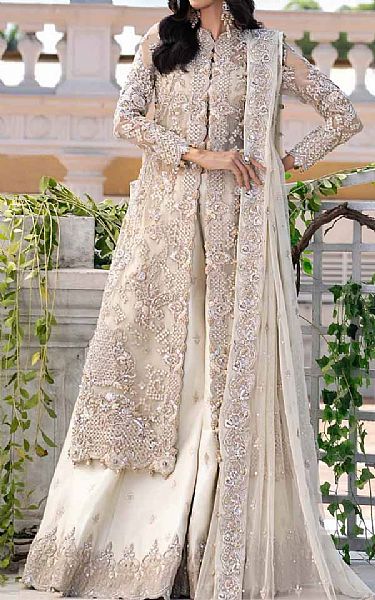  Off-white Crinkle Chiffon Suit | Pakistani Party Wear Dresses USA- Image 1
