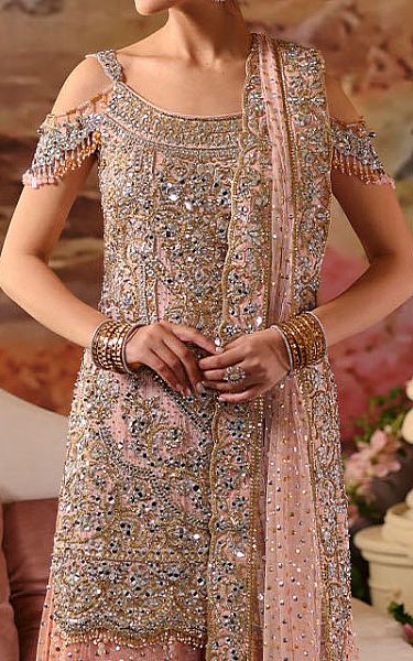  Peach Crinkle Chiffon Suit | Pakistani Party Wear Dresses USA- Image 2