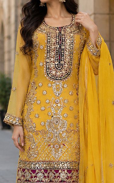  Yellow Chiffon Suit | Pakistani Party Wear Dresses USA- Image 3