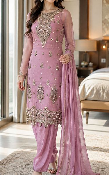 Lilac Chiffon  Suit | Pakistani Party Wear Dresses USA- Image 1