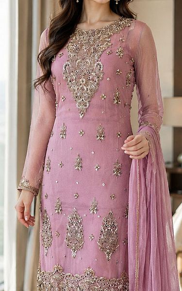  Lilac Chiffon  Suit | Pakistani Party Wear Dresses USA- Image 3