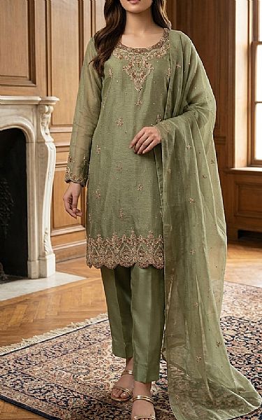  Pistachio Green Net Suit | Pakistani Party Wear Dresses USA- Image 1