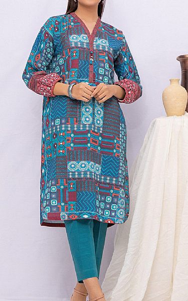 Edenrobe Turquoise Khaddar Kurti | Pakistani Winter Dresses- Image 1