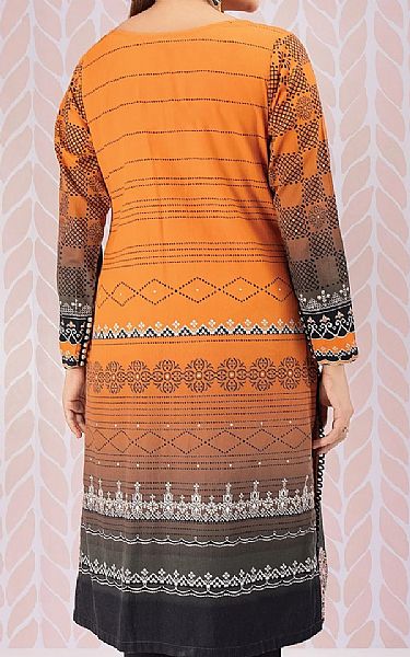 Edenrobe Safety Orange Cotton Satin Kurti | Pakistani Winter Dresses- Image 2
