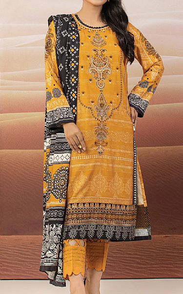 Edenrobe Mustard Crepe Suit | Pakistani Winter Dresses- Image 1