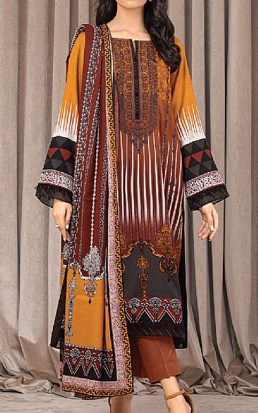 Edenrobe Orange/Rust Crepe Suit | Pakistani Winter Dresses- Image 1