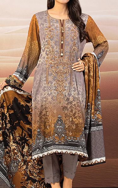 Edenrobe Grey Crepe Suit | Pakistani Winter Dresses- Image 1