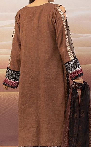 Edenrobe Caramel Brown Khaddar Suit | Pakistani Winter Dresses- Image 2