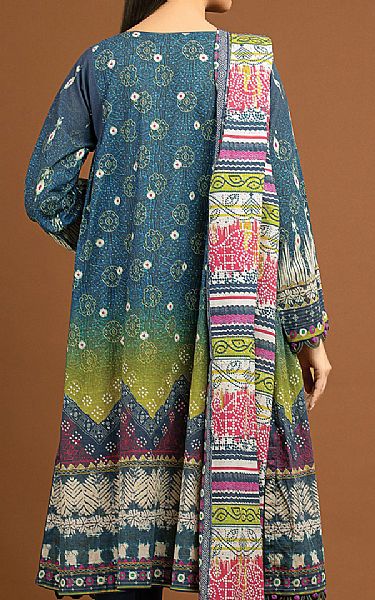 Edenrobe Denim Blue Viscose Suit | Pakistani Winter Dresses- Image 2