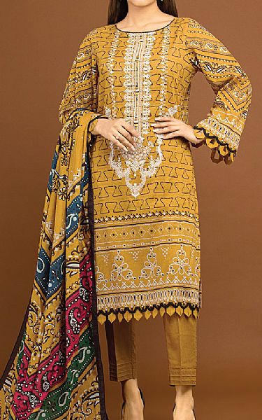 Edenrobe Mustard Viscose Suit | Pakistani Winter Dresses- Image 1