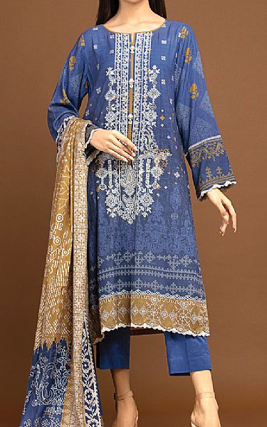 Edenrobe Cornflower Blue Viscose Suit | Pakistani Winter Dresses- Image 1