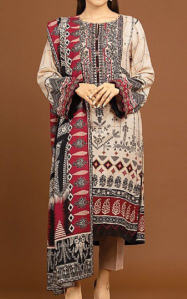 Edenrobe Ivory Viscose Suit | Pakistani Winter Dresses- Image 1