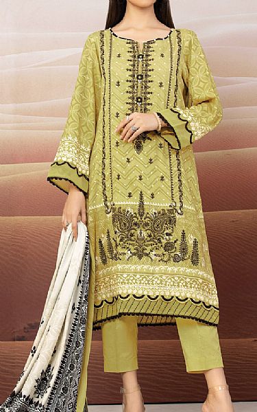 Edenrobe Lime Green Cotail Suit | Pakistani Winter Dresses- Image 1