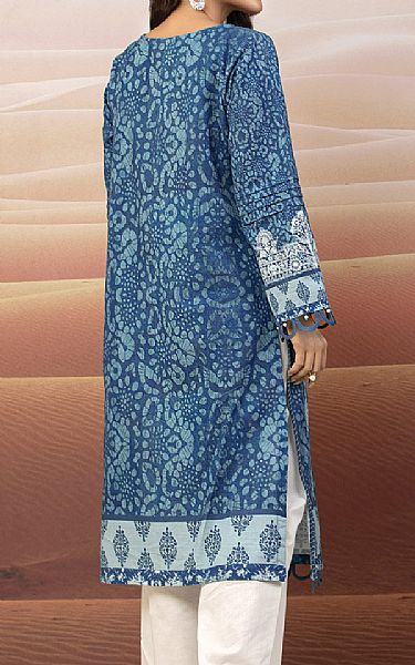Edenrobe Denim Blue Cotton Satin Kurti | Pakistani Winter Dresses- Image 2