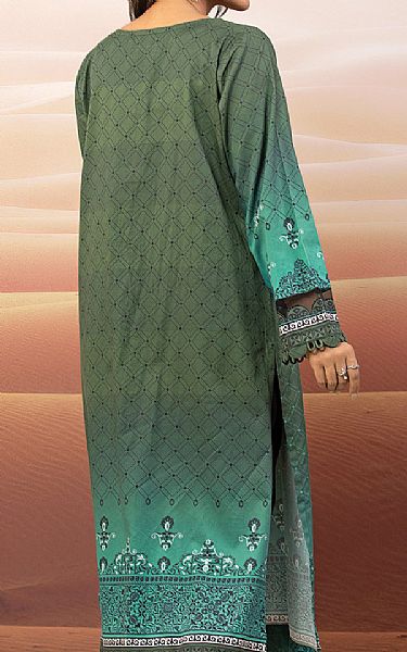 Edenrobe Sea Green/Hunter Green Cotton Satin Kurti | Pakistani Winter Dresses- Image 2