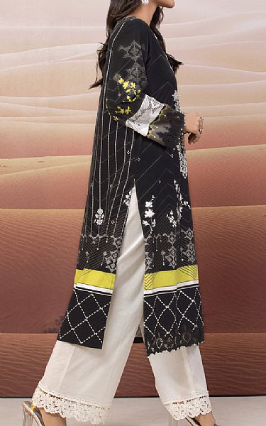 Edenrobe Black Cotton Satin Kurti | Pakistani Winter Dresses- Image 2