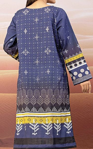 Edenrobe Majorelle Blue Cotton Satin Kurti | Pakistani Winter Dresses- Image 2