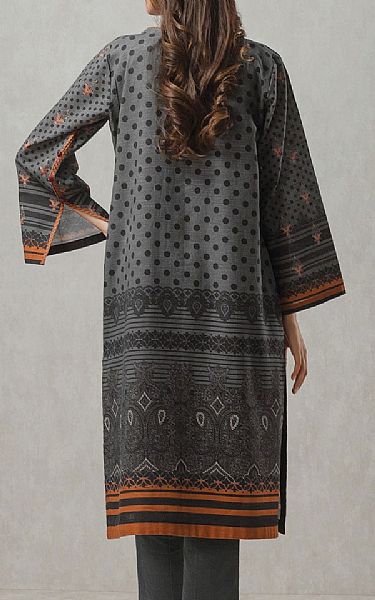 Edenrobe Dark Grey Khaddar Kurti | Pakistani Dresses in USA- Image 2