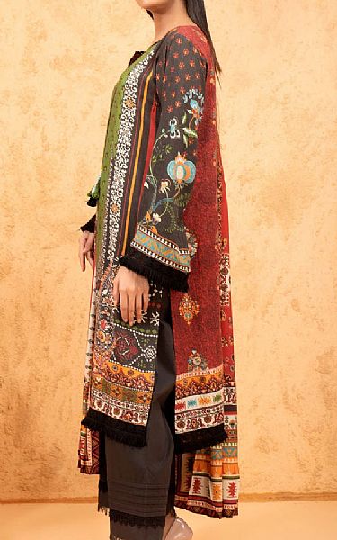Edenrobe Parrot Green/Black Viscose Suit | Pakistani Dresses in USA- Image 2