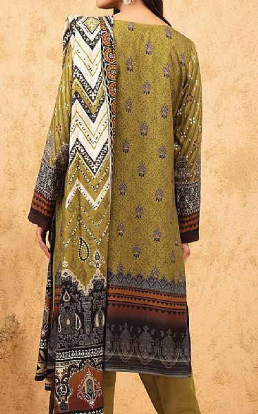 Edenrobe Olive Green Viscose Suit | Pakistani Dresses in USA- Image 2