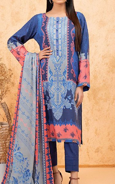 Edenrobe Royal Blue Viscose Suit | Pakistani Dresses in USA- Image 1