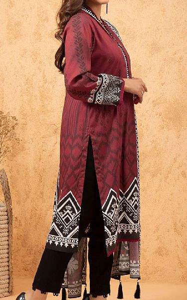 Edenrobe Wine Red Viscose Suit | Pakistani Dresses in USA- Image 2