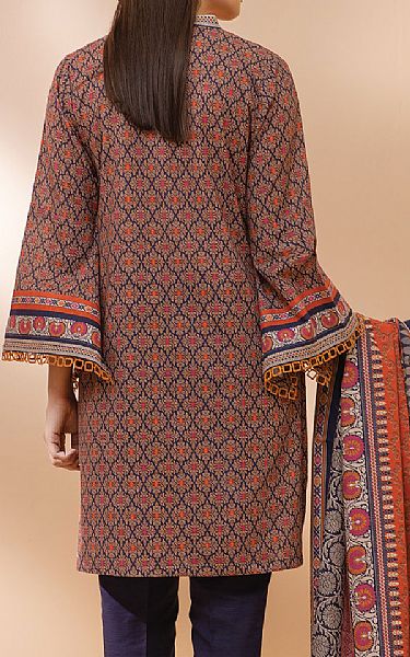 Edenrobe Navy Blue/Brown Khaddar Suit | Pakistani Dresses in USA- Image 2
