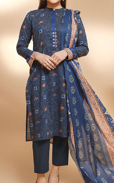 Edenrobe Yinmn Blue Khaddar Suit | Pakistani Dresses in USA- Image 1