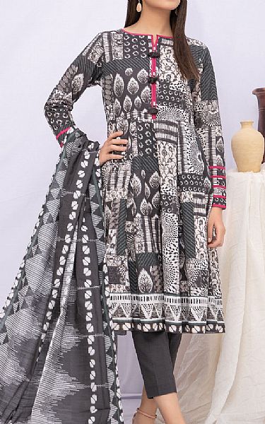 Edenrobe Dark Grey Khaddar Suit | Pakistani Dresses in USA- Image 1