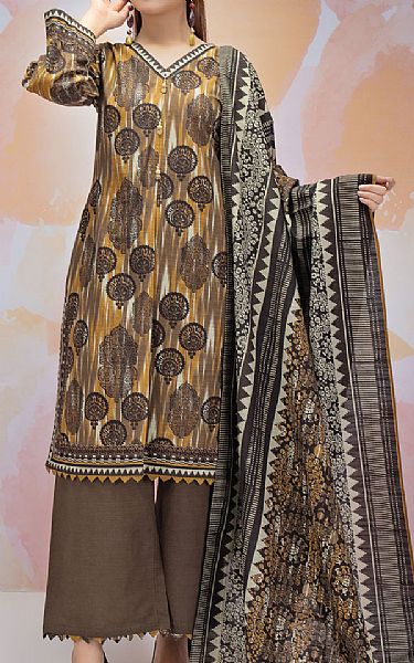 Tan/Orange Khaddar Suit | Pakistani Dresses in USA