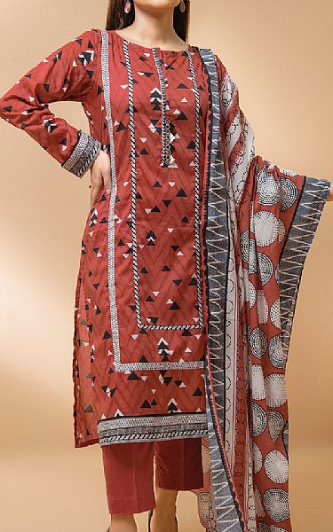 Edenrobe Auburn Red Khaddar Suit (2 Pcs) | Pakistani Dresses in USA- Image 1
