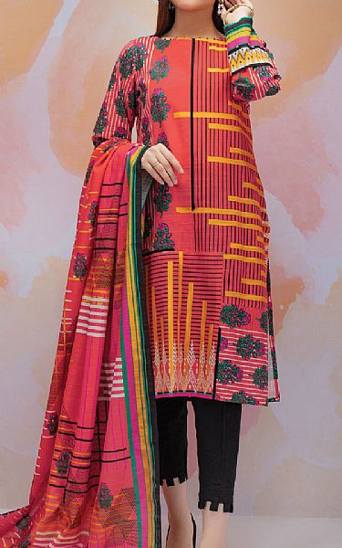 Edenrobe Vermilion Red Khaddar Suit (2 Pcs) | Pakistani Dresses in USA- Image 1