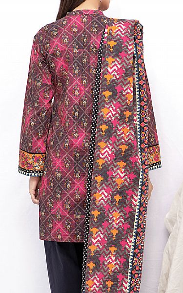 Edenrobe Hot Pink/Grey Khaddar Suit (2 Pcs) | Pakistani Dresses in USA- Image 2