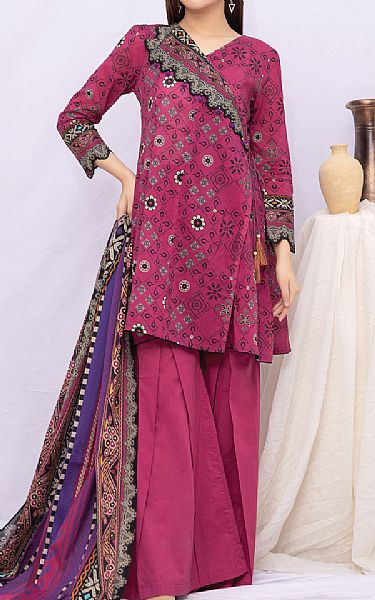 Edenrobe Hot Pink Khaddar Suit (2 Pcs) | Pakistani Dresses in USA- Image 1